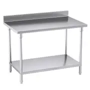 Soga 120x70x85cm Stainless Steel Bench with Backsplash