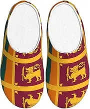 [EdWal] Sri Lanka Flag print Winter Warm Slippers Indoor Anti-skid Plush Slippers Relaxing at Home for Women Men