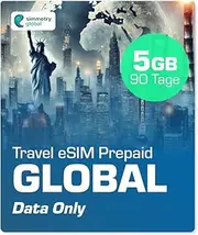 Simmetry Global Data eSIM 5GB 90 Day Compatible with eSIM Enabled iOS and Android Devices Hotspot Sharing Allowed Ideal for Long Trips or Long-Lasting Use