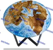 Buy Round Ocean Epoxy Table, Coastal Resin Art Handmade Furniture For Home Decor