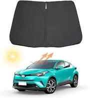 YOFAMO Auto Windshield Sun Shade Custom Fit for Toyota CHR 2017-2022 Foldable Car Front Window Sunshade Interior Accessories Sun Visor Protector Reflective Cover Block UV Rays & Sun Heat(Black)