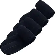 Haobase 4 Pcs Spa Facial Headband Head Wrap Terry Cloth Headband Adjustable Stretch Towel with Magic Tape for Bath, Makeup and Sport (Black)