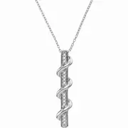 14k White Gold Round Diamond Cascading Vertical Bar Pendant 1/8 Cttw