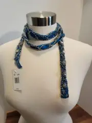 Nine West Beaded Sequin Green Blue Peacock Scarf NWT
