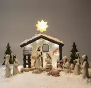 Nativity Scene, Manger And Figures with LED Lights