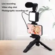 Smartphone Video Microphone LED Light w/Tripod Stand for iPhone YouTube Live
