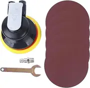Air Sander, 5in Pneumatic Sander Polisher Tool Kit, 1/4in Inlet, 5PCs Sandpaper, for Auto Body Mirror Polishing Waxing,10000 RPM Speed