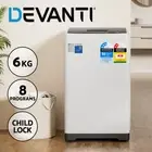 Devanti 6kg Top Load Washing Machine 8 Programs Quick Wash Clothes Washer White