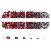 2620 Pcs Hotfix Rhinestones Crystal Glass Gems(SS6-SS30,Light Red,Bright White)