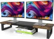 Dual Monitor Stand Riser, Wood and Steel Monitor Stand Riser, Computer Monitor S