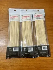 Jacent 05885 Bamboo Skewers 12" 100 Ct Lot of 3