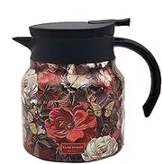 Floral Stainless Teapot, Thermal Coffee Carafe, Stainless Steel Teapot, Coffee Pot Floral, Hot Water Pitcher, Beverage Dispenser Steel, Large-Capacity Teapot, Hot Drinks Pitcher