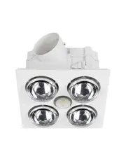 Cali 3-in-1 Bathroom Heater, Exhaust Fan and Light in White with 4 x 275W Heat Lamps