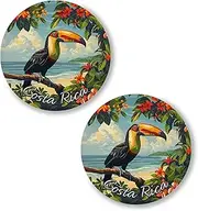 [No Thorns Media] Costa Rica 2 Pack Pinback Buttons 2.25" Fun Pins for Clothes, Backpacks, Hats, and Jackets - Cartoon, Retro, and Punk Style Lapel Badges, Slogans, and Party Pins ID45000, Metal, no gemstone