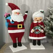 Standing Santa & Mrs Clause Christmas Figures Set 20” Fabric Decorative Dolls