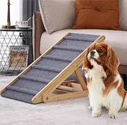 Conababy Dog Ramp, Portable Pet Ramp for Car, Bed, Couch, SUV, Grey, 450 lb Capacity, Foldable, Pine Wood & Carpet, 12 lb Weight