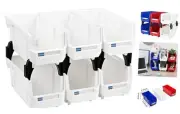 White Plastic Stackable Storage Bins Parts Storage Organizer Garage Storage