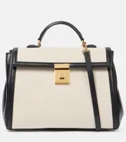 [DeMellier] DeMellier Paris Midi leather-trimmed canvas tote bag One Size white