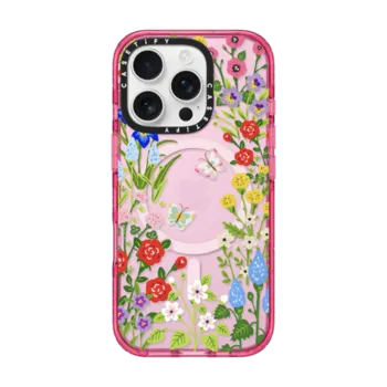 iPhone 16 Pro Impact Case MagSafe Compatible Floral Garden with Butterflies