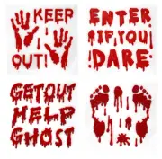 Halloween Bloody Gel Window Cling Stickers~ Hands Keep Out Get Help Out~Set of 4