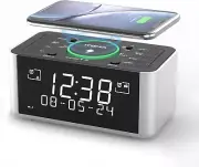Wireless Charging Alarm Clock with DAB & FM Radio, 40 Preset Stations,