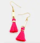Various Colors Available - Women's Metal Bar Drop Tassel Earrings