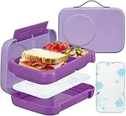 MAISON HUIS Chill Bento Lunch Box for Kids Adult with Ice Pack 3 Compartments Leakproof Lunch Containers Keep Food Cold for Girl Boy School