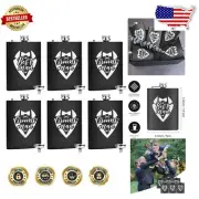 Personalized Groomsmen Flask Set - Premium Stainless Steel with Funnel