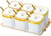 Seasoning Box Condiment Box,Condiment Canisters,Condiment Spice Jars for Salt Pepper, White