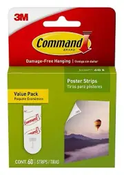 Command Poster Strips, Damage Free Hanging Hangers, Pack of 1, White