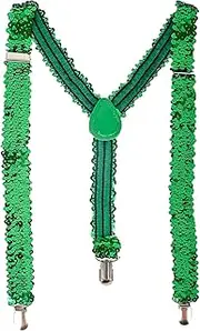 KARMOGSO St. Patricks Day Mardi Gras Deluxe Suspenders Party Supplies, One size, Multicolor