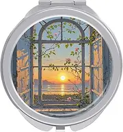RTSEBVN Travel Makeup Mirror Portable Pocket Mirror Foldable When The Sun Goes Printing Compact Mirror for Women Gifts