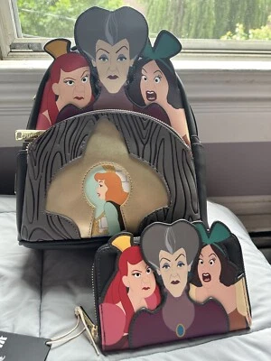 Loungefly Disney Villains Evil Stepmother Stepsisters Mini Backpack& Wallet