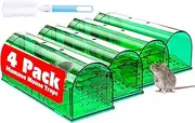 4 Pcs Humane Mouse Traps No Kill, Live Mouse Traps Indoor for Home, Reusable Mice Trap Catcher for House & Outdoors