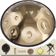 PTEROMYS Handpan Drum, 22 Inches Drum Set, 440Hz 10 Notes Instrument Premium Ste