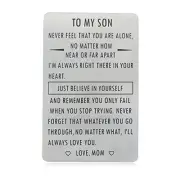 Gifts for Son from Mom, To My Son Engraved Wallet Card Inserts with
