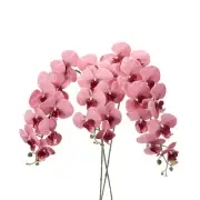 3Pcs 41" 9 Heads Artificial Orchid Stems Faux Phalaenopsis, Dark Pink