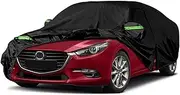 Waterproof Car Cover Replace for 2004-2024 Mazda 3 Sedan, 6 Layers All Weather Custom-fit All Weather Car Covers with Zipper Door & Windproof Bands for Sun Snow Rain Dust Protection