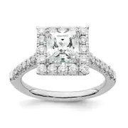 1.50ct. CZ Solid Real 14K White Gold Square Halo Engagement Ring