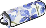 2-in-1 Curling Iron Travel Case with Heat Resistant Mat Large Capacity Hair Straighteners Organizer for Flat Irons, Straighteners, Curling Irons,France Iris Sibirica Beauty Summer Flowers