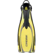 Cressi Reaction Open Heel Fins with Bungee Straps, Small/Medium, Yellow/Silver