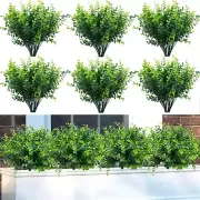 10 Pack Artificial Boxwood Stems for Outdoors, Unfading in the Sun Plastic Faux