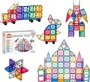 STEAM STUDIO 120pcs Magnetic Tiles Including Two Cars, Secured with Rivets, BPA Free Kids Toys, Pastel Colours Building Blocks, Building & ConstructionToys for Boys Girls