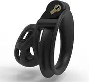 3D Nylon Resin Cobra Chastity Cage Set with 4 Curved Penis Rings Cock Rings Chastity Belt Man Lightweight Chastity Cock Cage Lock SM Bondage Erotic Sex Toys for Men (Color : Black Schwarz, Si