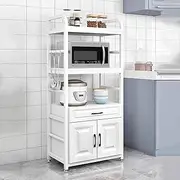Kitchen Standing Baker's Rack with Storage Cabinet,Microwave Stand, Kitchen Utility Sideboard Storage Shelf for Kitchen Living Room Bedroom (Color : White, Size : 65x40x145cm)