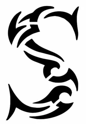 "TRIBAL S" Design Letter Stencil Name Initial Alphabet 4" 5" 6" 7" Inch Sheet