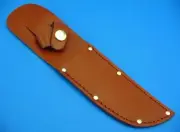 Brown Leather Economy Belt Sheath for 5" Fixed Blade Hunting Knife Rivets Snap