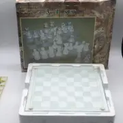 Vintage NIB NOS 3 in 1 Game Set Glass Chess Glass Backgammon Draughts