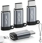 Lightning Female to USB C Male Adapter (4 Pack) Type C Charger Converter Cord Cable for iPhone 15/15 Pro/15 Pro Max/15 Plus,iPad Air,Samsung,Support Charging & Data Transfer,Not for Audio/OTG