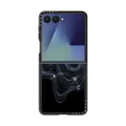 Galaxy Z Flip7 Impact Magnetic Case WOBBLE 2, BLACK & WHITE MINIMALIST OCEAN WAVES LINEAR ILLUSTRATION